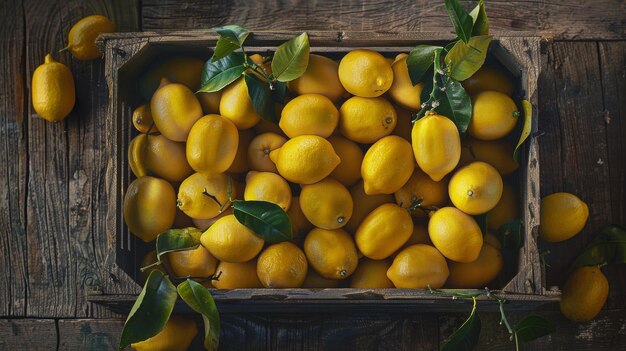 A Wooden Box of Fresh Lemons