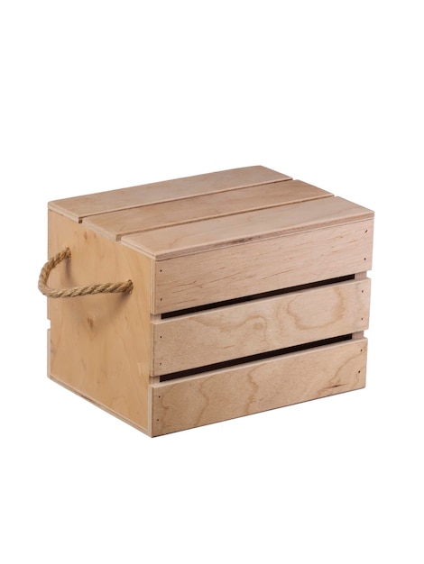 Wooden box made of boards with rope handles Storage container