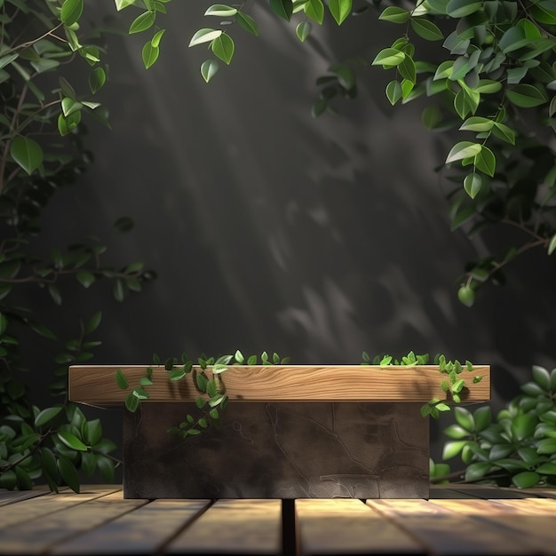 a wooden box with a plant in the background and a box with the words natural on the bottom