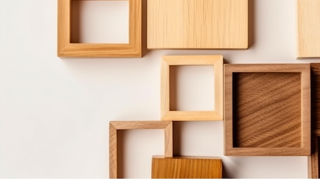 Wooden boxes on a white background