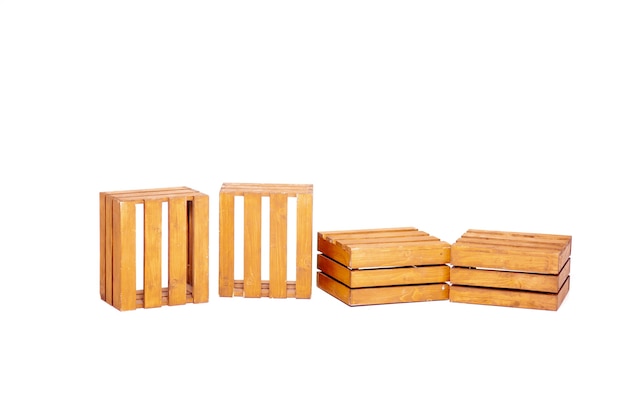 Wooden boxs isolated on a white background