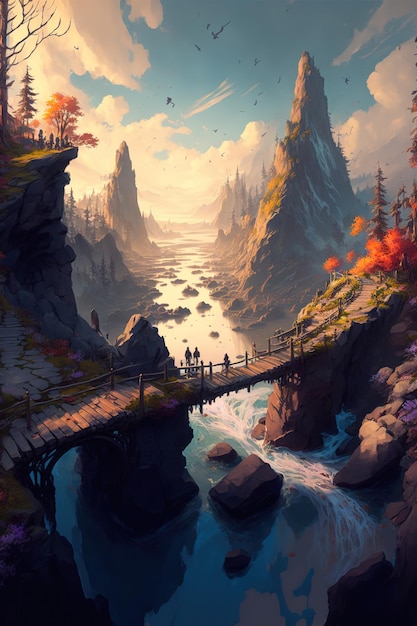 wooden bridge in the fantasy land