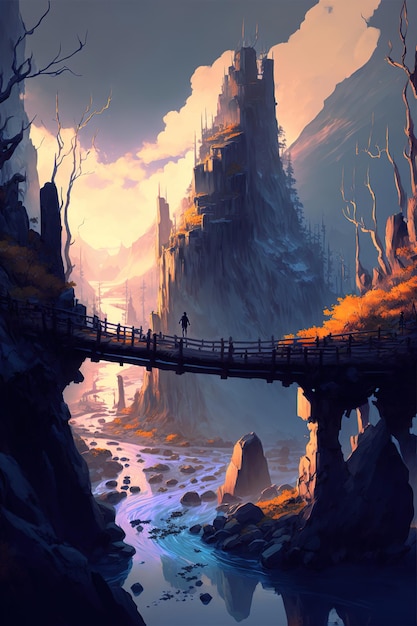 wooden bridge in the fantasy land