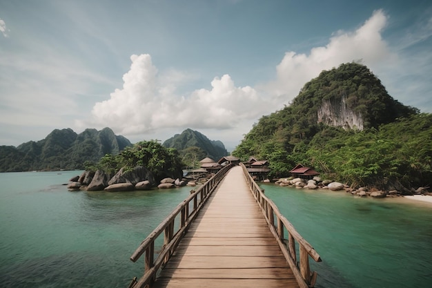 Wooden bridge at Koh tangyuan island in Surat Thani Thailand