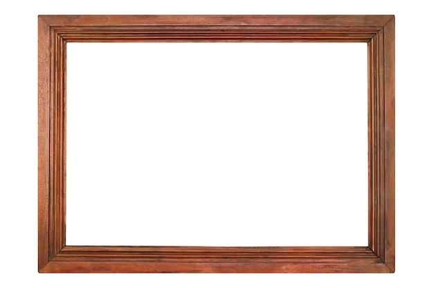 wooden brown photo frame isolated