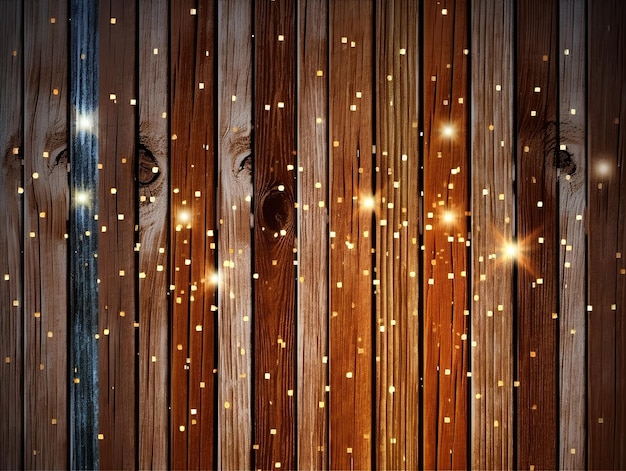 Wooden brown wall with sparkles and bokehAI