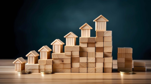 Wooden building blocks as a symbol of growth and success in business Generative AI illustrations