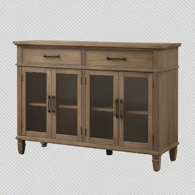 Photo a wooden cabinet with a glass front and a glass door