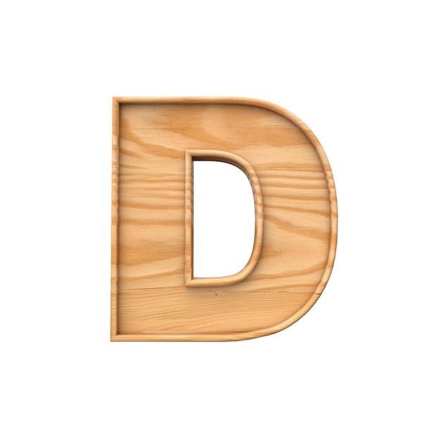 Wooden capital letter d d rendering