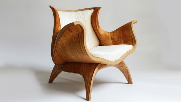 Wooden Chair With A White Cushion