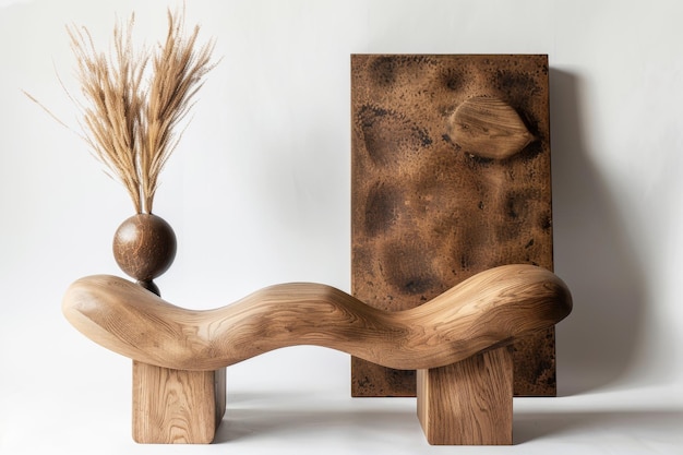 Photo a wooden chair with a wooden headboard and a chair with a wooden head