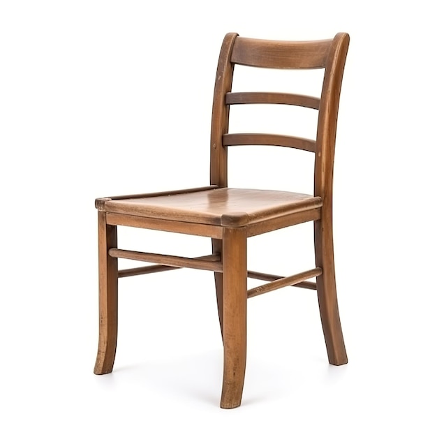 A wooden chair with a wooden seat and the back is made by the company of the company.