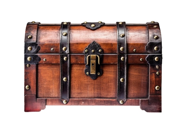 Wooden chest isolated on white background Generative AI