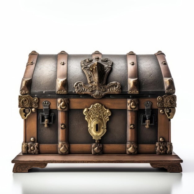 A wooden chest with a metal handle and a lock