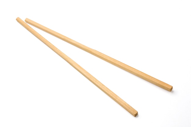 Wooden chopsticks isolated on white