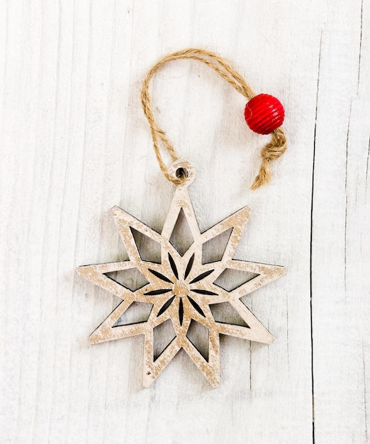 Wooden christmas snowflake decoration