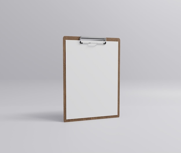 Photo wooden cilpboard with white paper, 3d rendering, 3d illustration, rendering