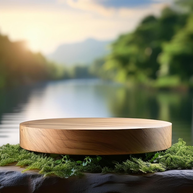 a wooden circle is on the edge of a log