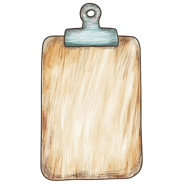 Photo wooden clipboard with clip handdrawn illustration