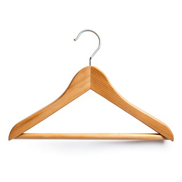 Wooden Clothes Hanger Isolated on White Background Generative AI