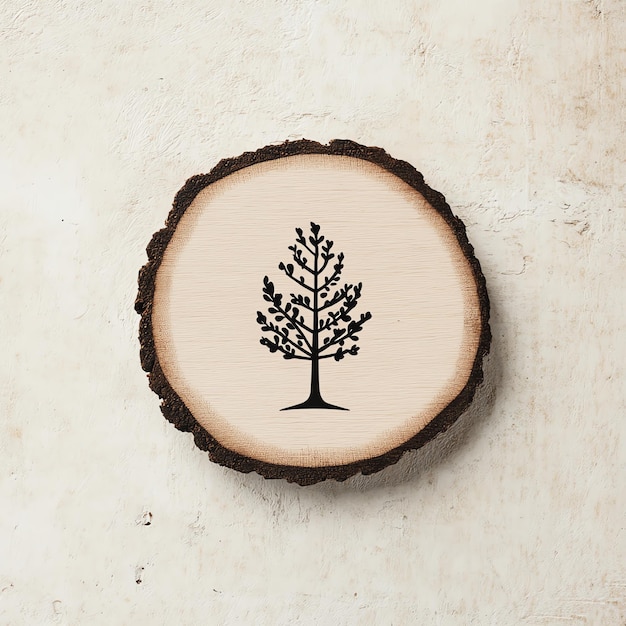 Photo wooden coaster with a tree design