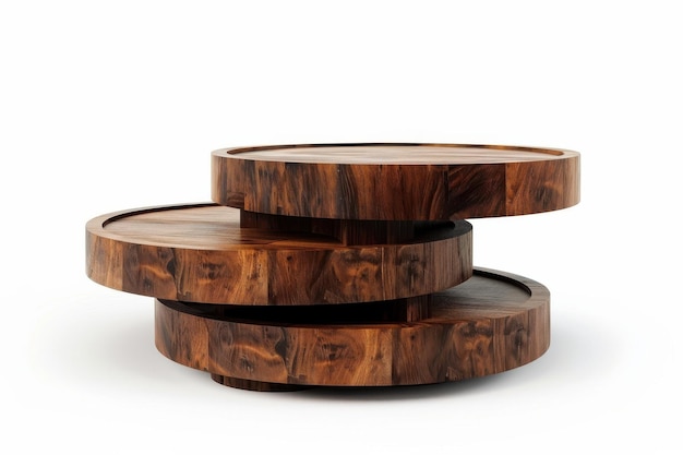 Wooden Coffee Table With Four Stacked Round Tops