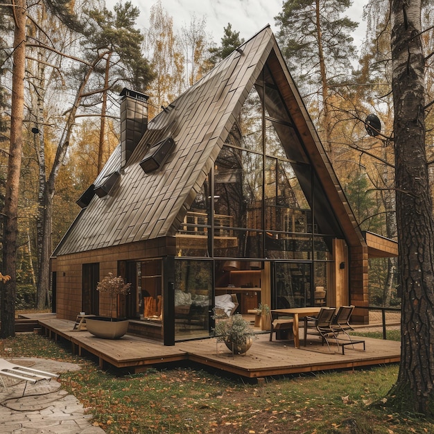 Photo wooden cottage in the woods wooden cottage in the woods