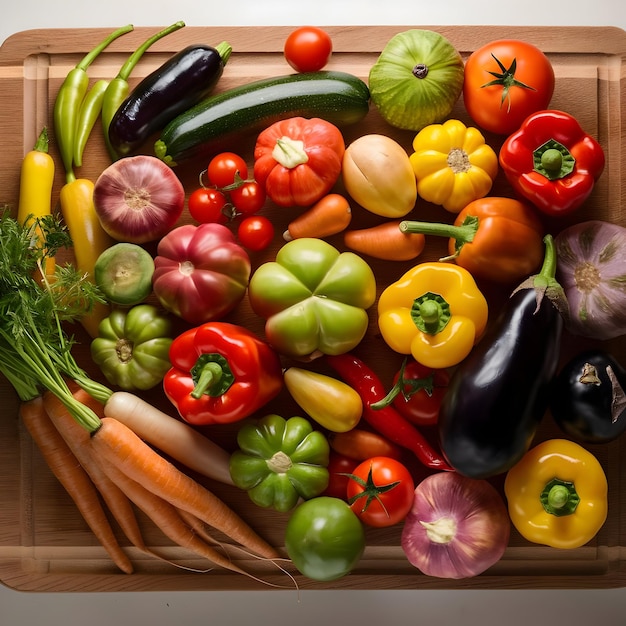 a wooden crate full of vegetables including peppers peppers and peppers