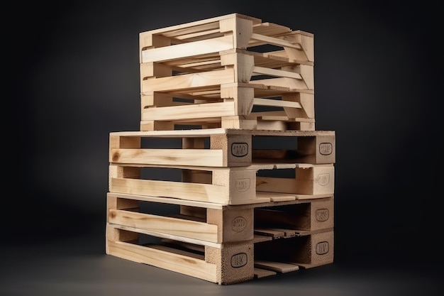 Wooden crate stack isolated