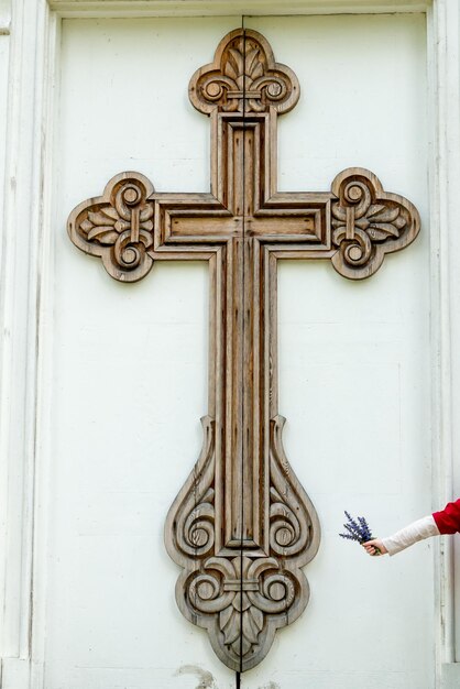 Wooden cross on the Orthodox Church