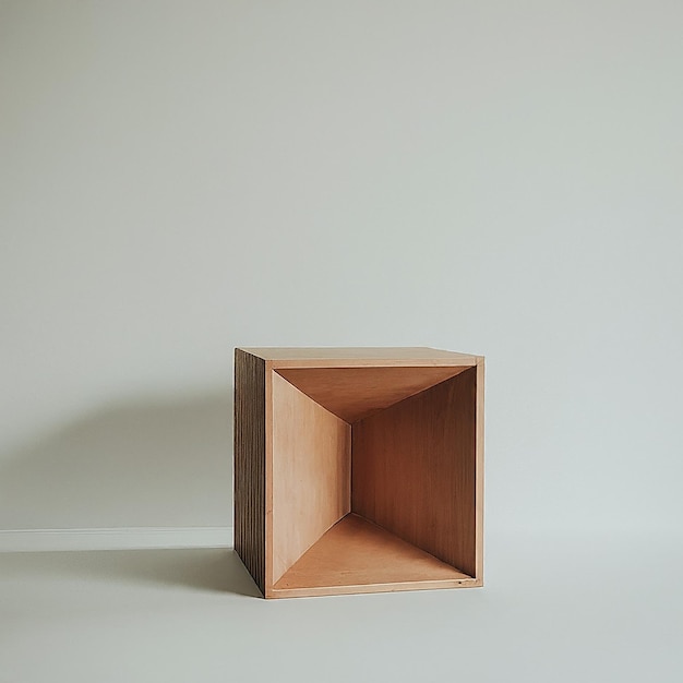 Photo a wooden cube with a square shape on it