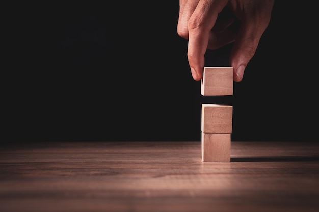 Wooden cubes on top of each other