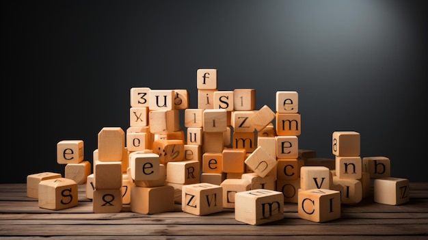 Wooden cubes with bubble speech signsconcept