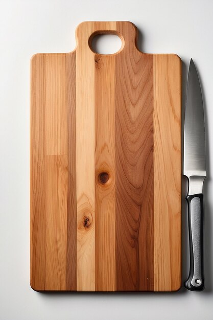 Photo wooden cutting board on white background