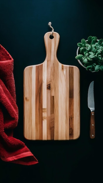 a wooden cutting board with a knife and a cutting board with a knife on it