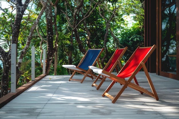 Wooden deck chairs