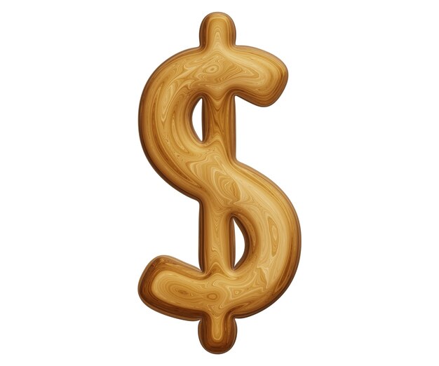 Wooden dollar symbol in 3d rendering