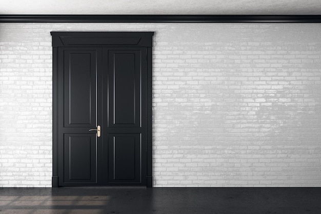 Wooden door in empty room