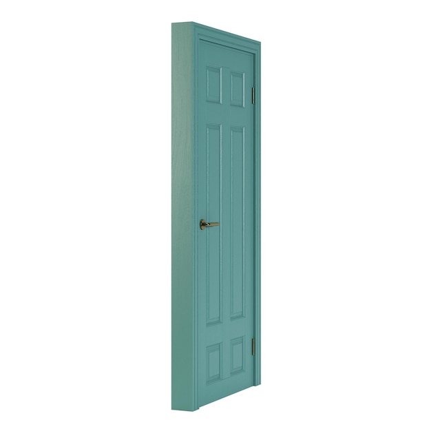 Wooden door isolated on white background. 3D rendering.