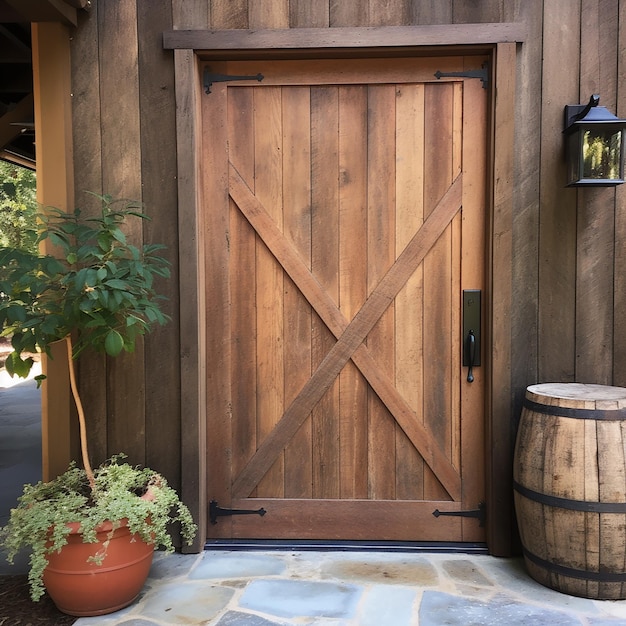 Photo a wooden door with a wooden door that says quot welcome quot on it