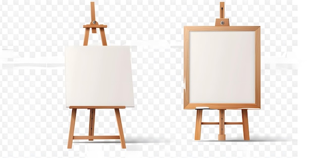 Photo wooden easel with a wooden easel and a blank canvas