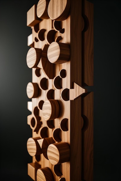 Photo wooden elements combined with abstract organic patterns