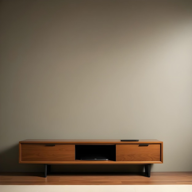 a wooden entertainment center with a box on the top of it