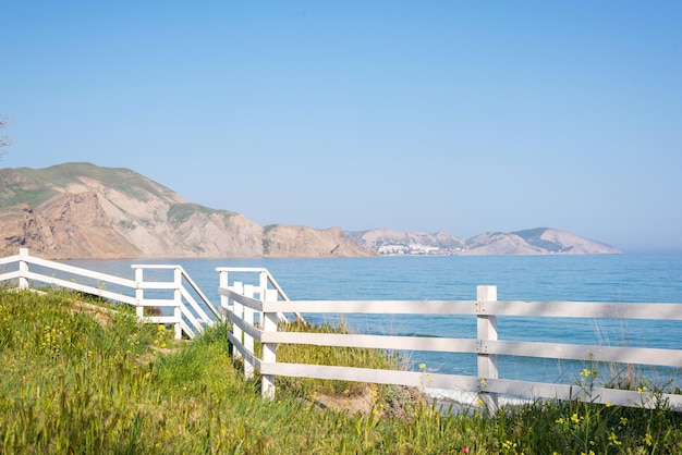 Wooden fence by the sea