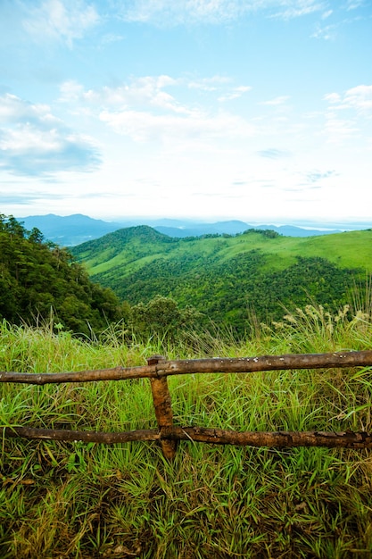 wooden fence in a mountain