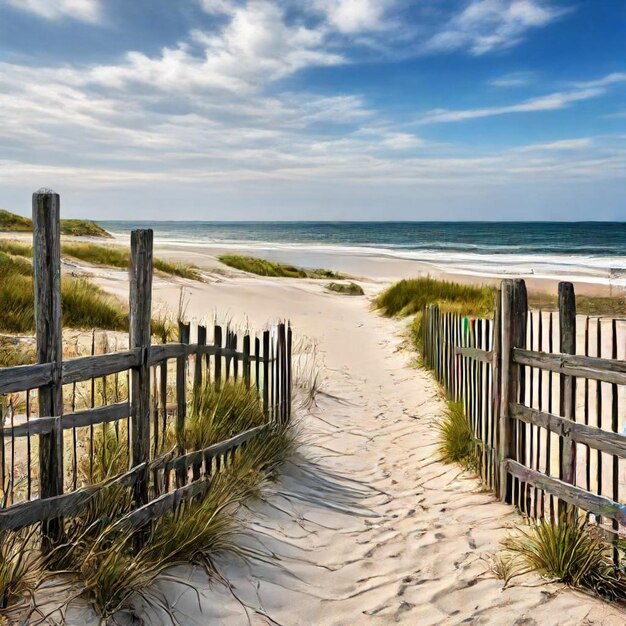 Photo a wooden fence with a wooden fence that says  beach