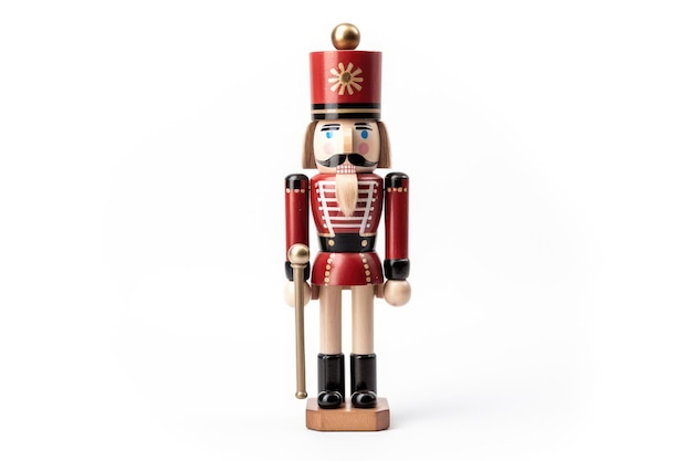 Photo a wooden figure of a soldier with a red top and gold trim