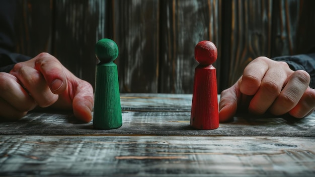 Photo wooden figures on a table