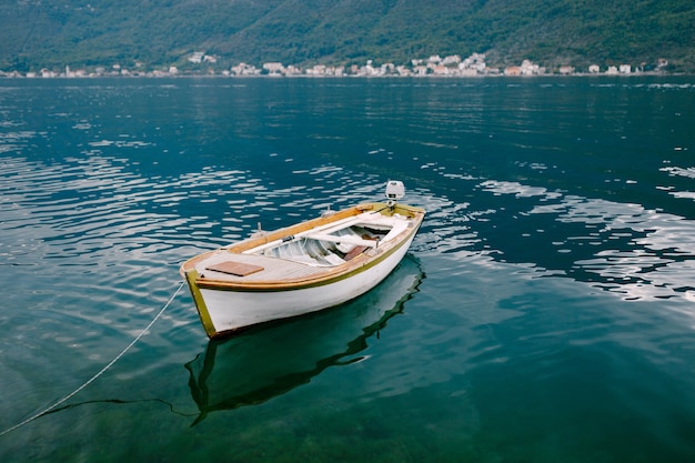 Wooden fishing boat in the Bay of Kotor in Montenegro.