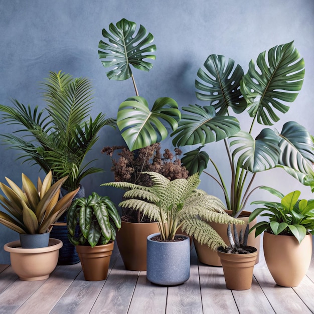 Wooden floor potted plant